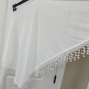 White Crochet Trim Shawl Scarf